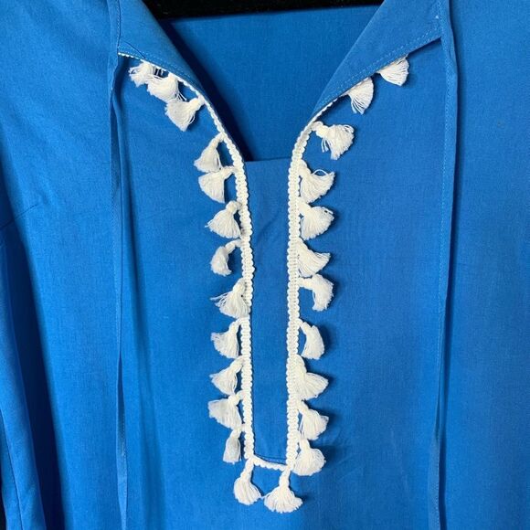 Line and Dot Revolve blue pom pom deliah blouse‎ - Picture 5 of 8
